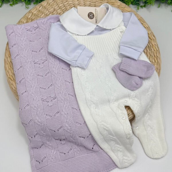 Saída Maternidade Amora Lavanda e Off-White — imagem 3