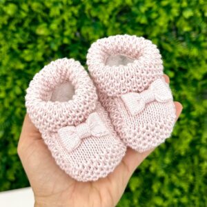 Sapatinho de Tricô Rosa Claro