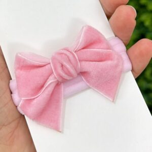 Tiara Lacinho Veludo Rosa Claro Olívia