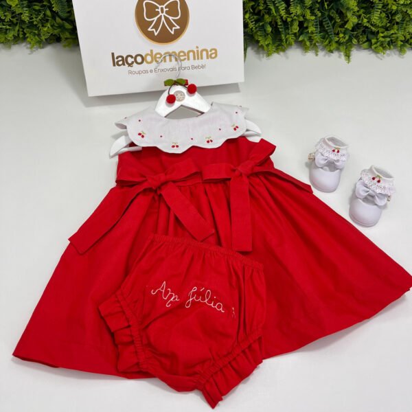 Vestido Cerejinha Golinha Bordada (Encomenda) — imagem 1