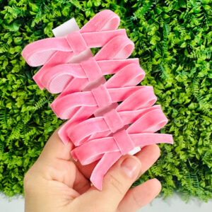 Laço Isis Rosa Morango no Bico de Pato