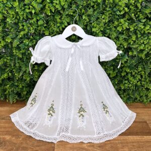 Vestido Batizado Renda Paraibana Bordado Manual Colorido