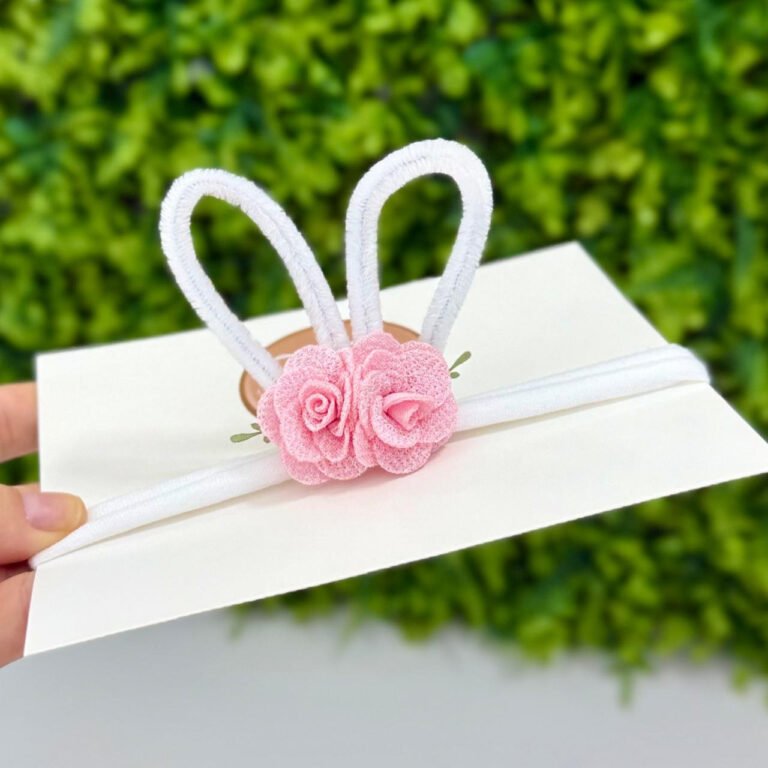 Tiara Coelhinha da Páscoa Branco e Rosa