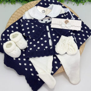 Saída Maternidade Poá Azul Marinho - De R$ 310,00 Por R$ 279,90