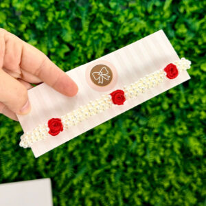 Tiara Pérolas Flores Vermelha