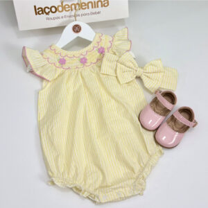 Pimpão Listrado Amarelo Florzinhas