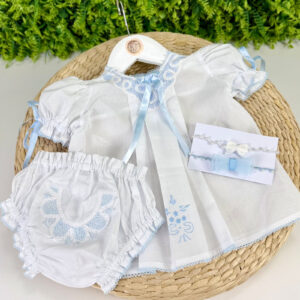 Conjunto Batinha Alice Bordado Renascença Azul