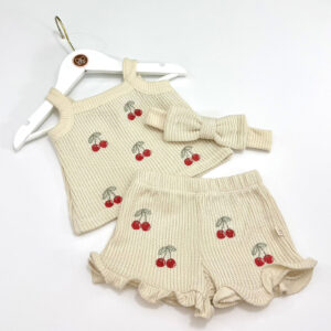 Conjuntinho em Tricô Cerejinhas