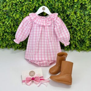 Vestido Charlote Xadrez Rosa
