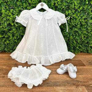 Vestido Batizado Laila com Renda Paraibana Branco