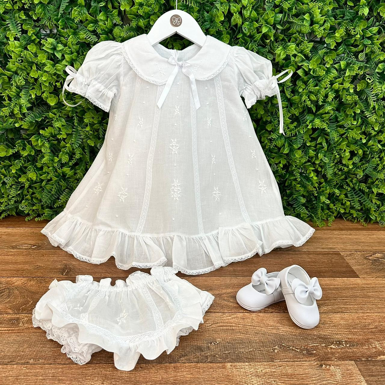 Vestido Batizado Laila com Renda Paraibana Branco