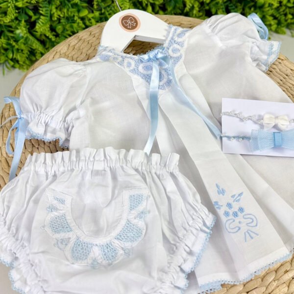 Conjunto Batinha Alice Bordado Renascença Azul — imagem 2