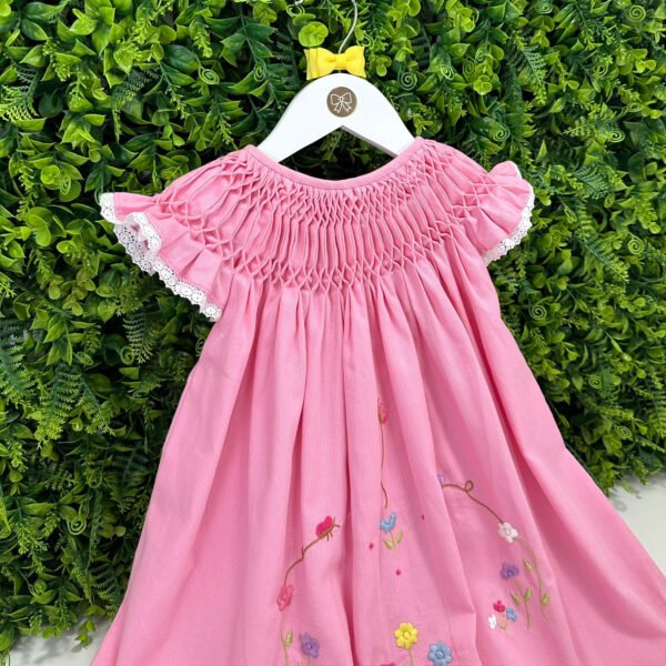 Vestido Casa de Abelha Rosa Bordado Jardim — imagem 2
