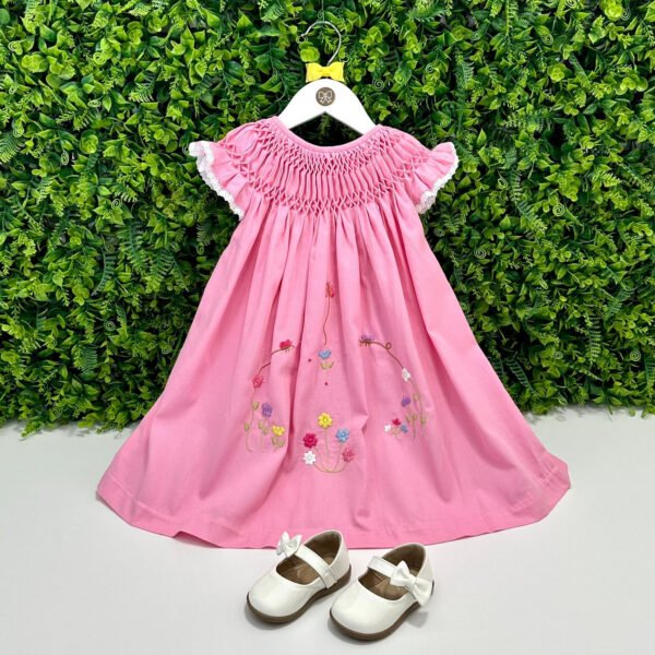 Vestido Casa de Abelha Rosa Bordado Jardim — imagem 1