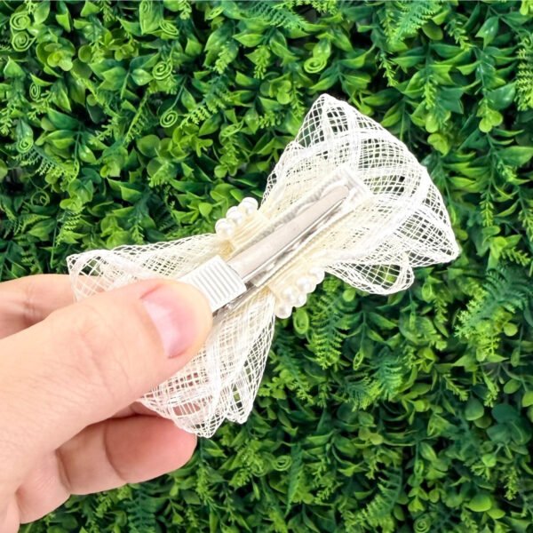 Laço Crinol Off-White com Pérolas — imagem 2