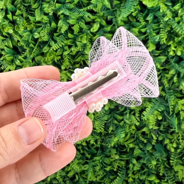 Laço Crinol Rosa com Pérolas — imagem 2