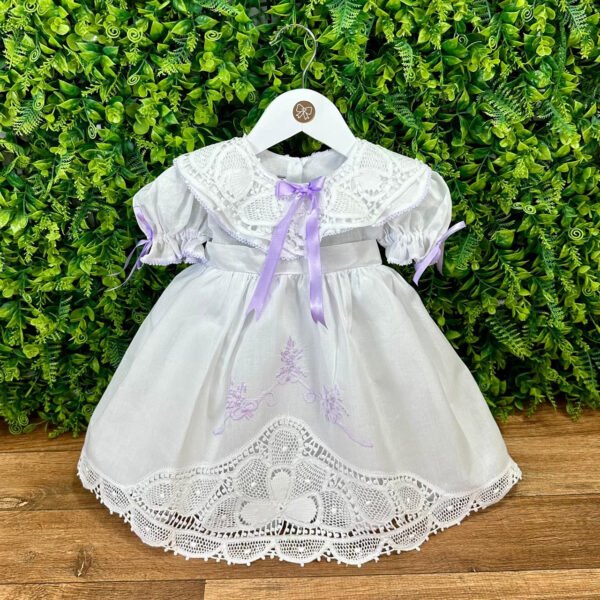 Vestido Cambraia com Gola Bordado Lavanda — imagem 1