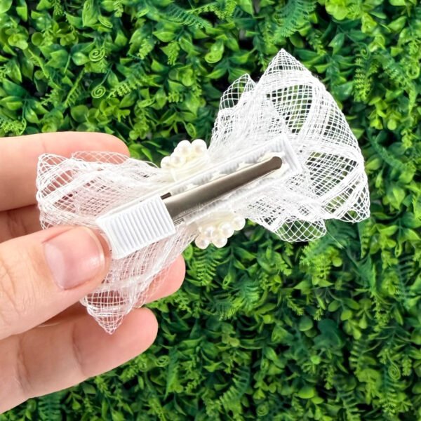 Laço Crinol Branco com Pérolas — imagem 2