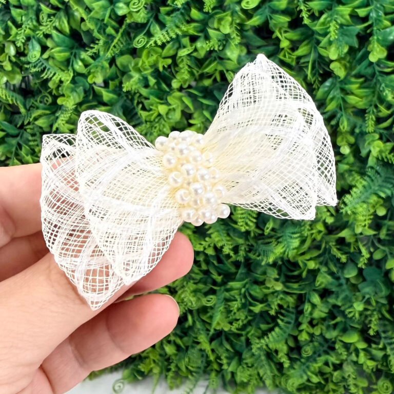Laço Crinol Off-White com Pérolas