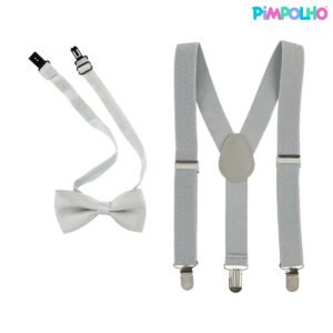Kit Suspensório e Gravata Pimpolho® Cinza