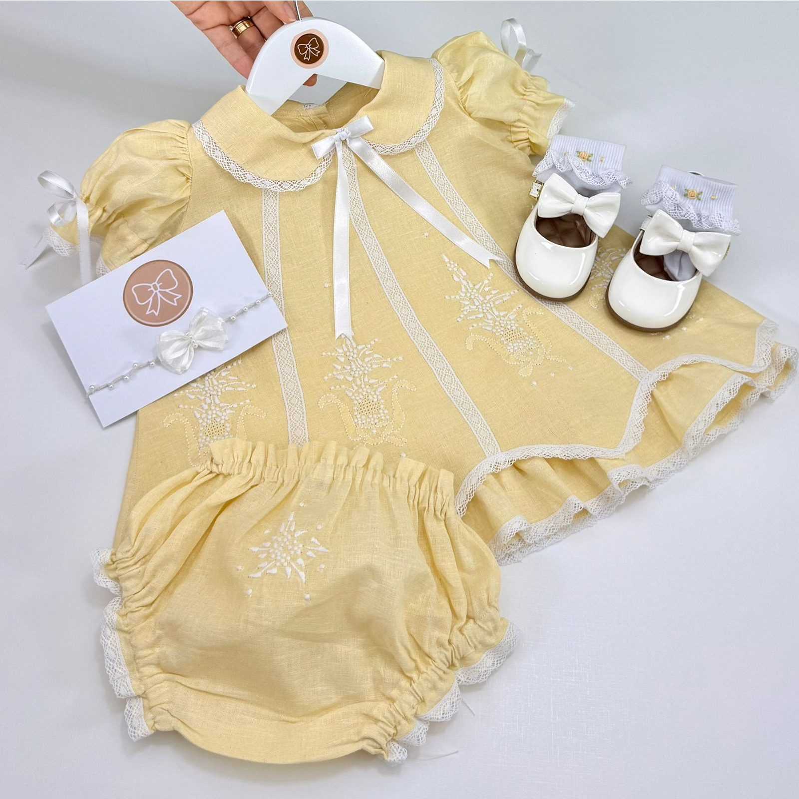 Vestido Maju Amarela Renda Paraibana