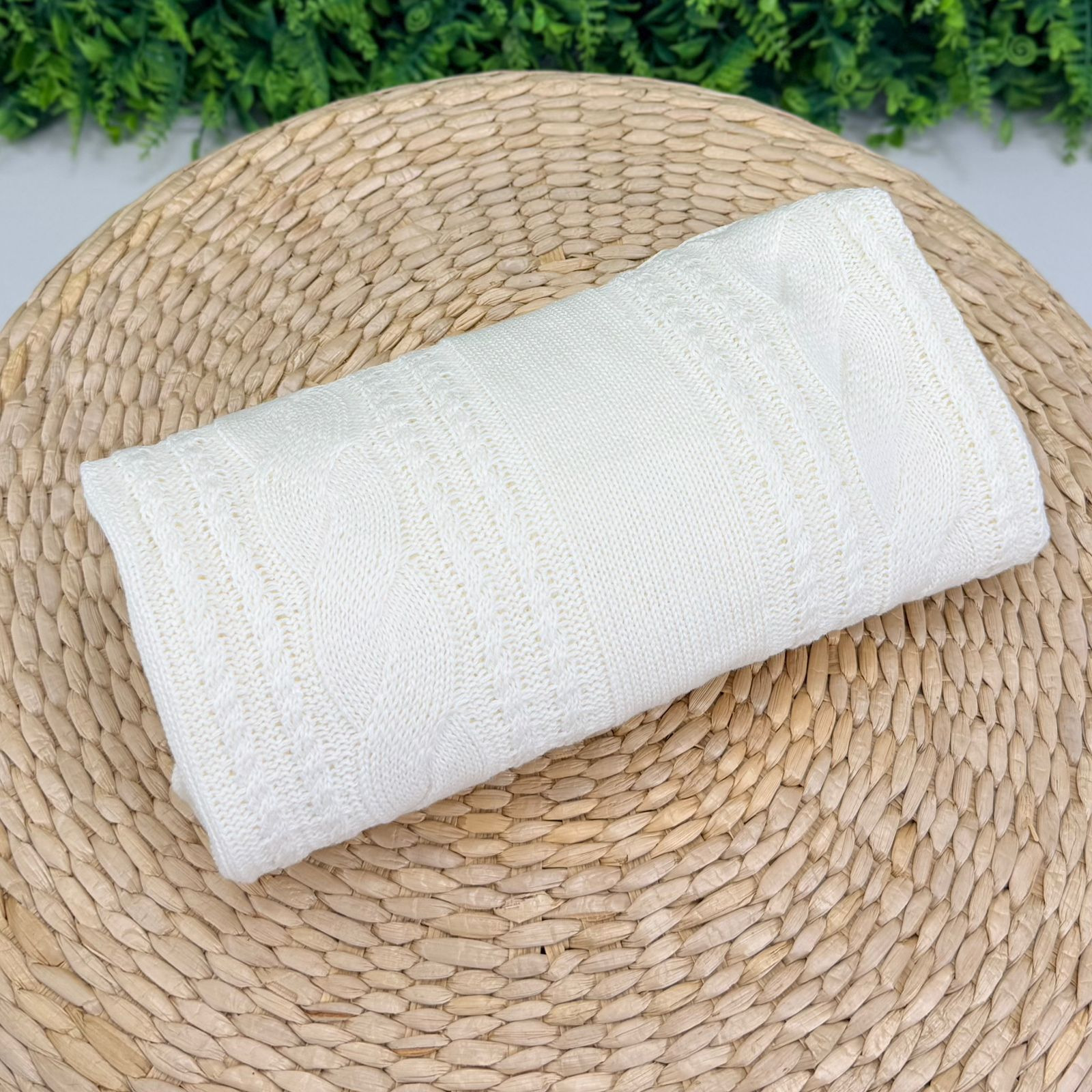 Manta em Tricô Off-White