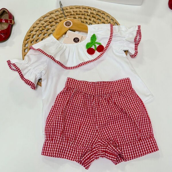 Conjunto Luiza Xadrez Vermelho Cerejinha — imagem 1