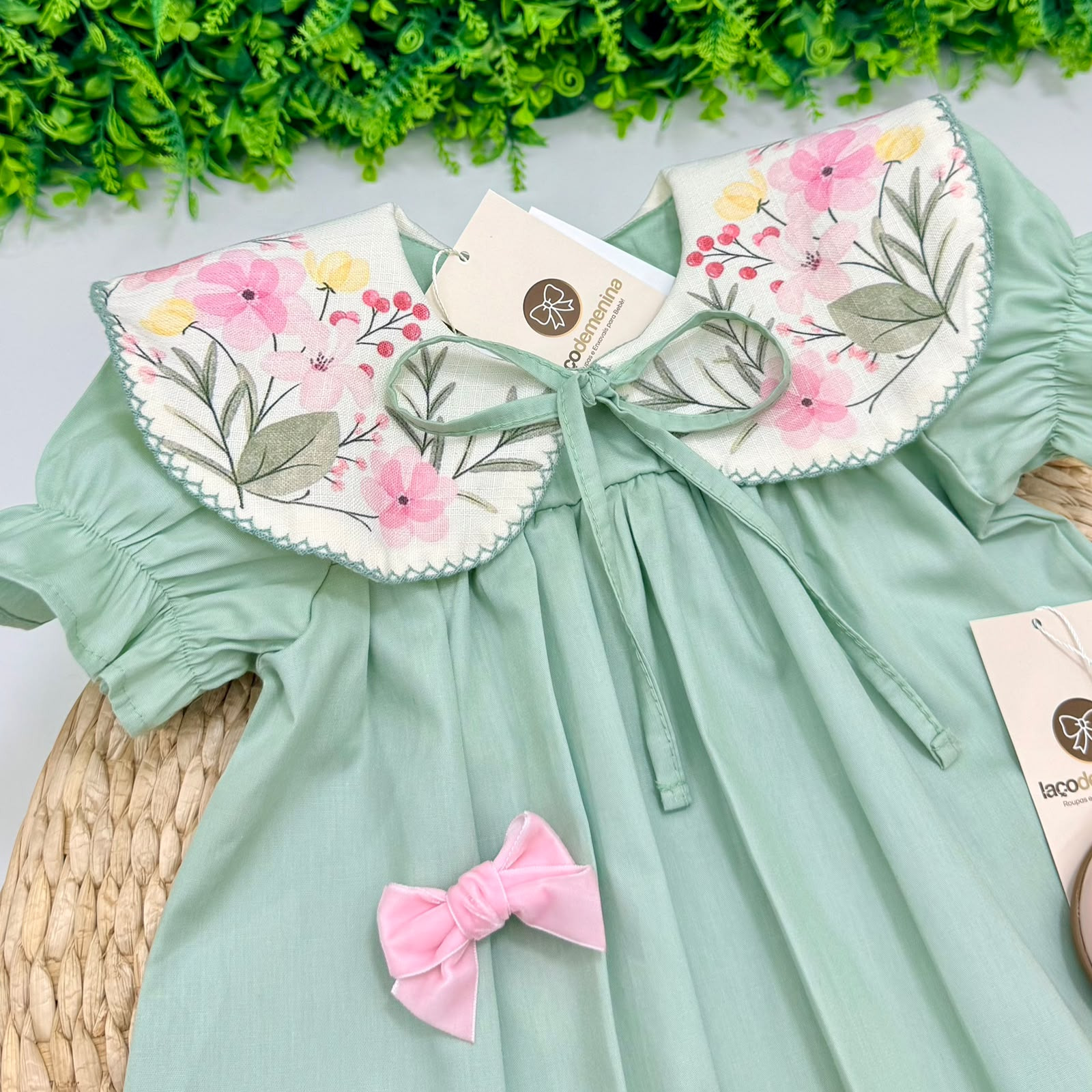 Vestido Luna Verde Golinha Floral - Imagem 3