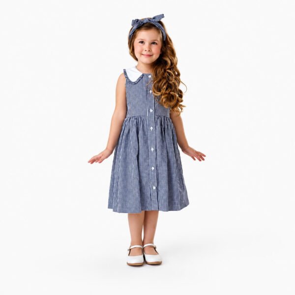 Vestido Bruna Xadrez Azul Marinho — imagem 2