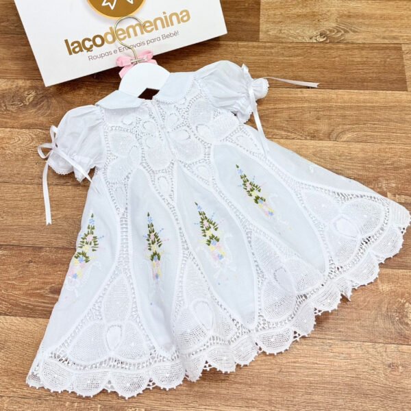 Vestido Renda Renascença Lágrima Bordado Manual Colorido — imagem 4