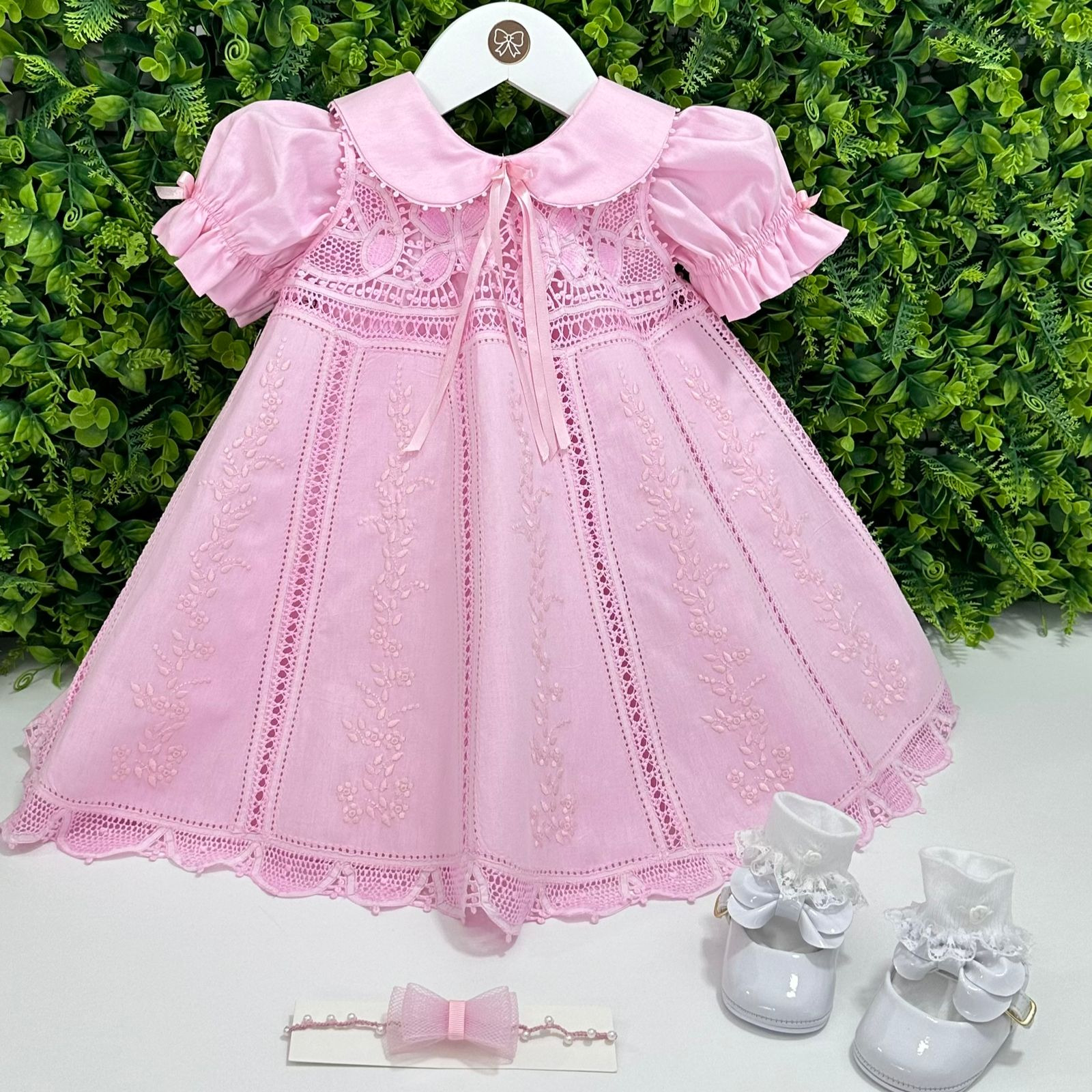 Vestido Renascença Nesga Fina Rosa