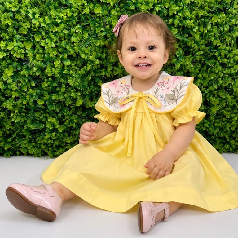 Vestido Luna Amarelo Golinha Floral