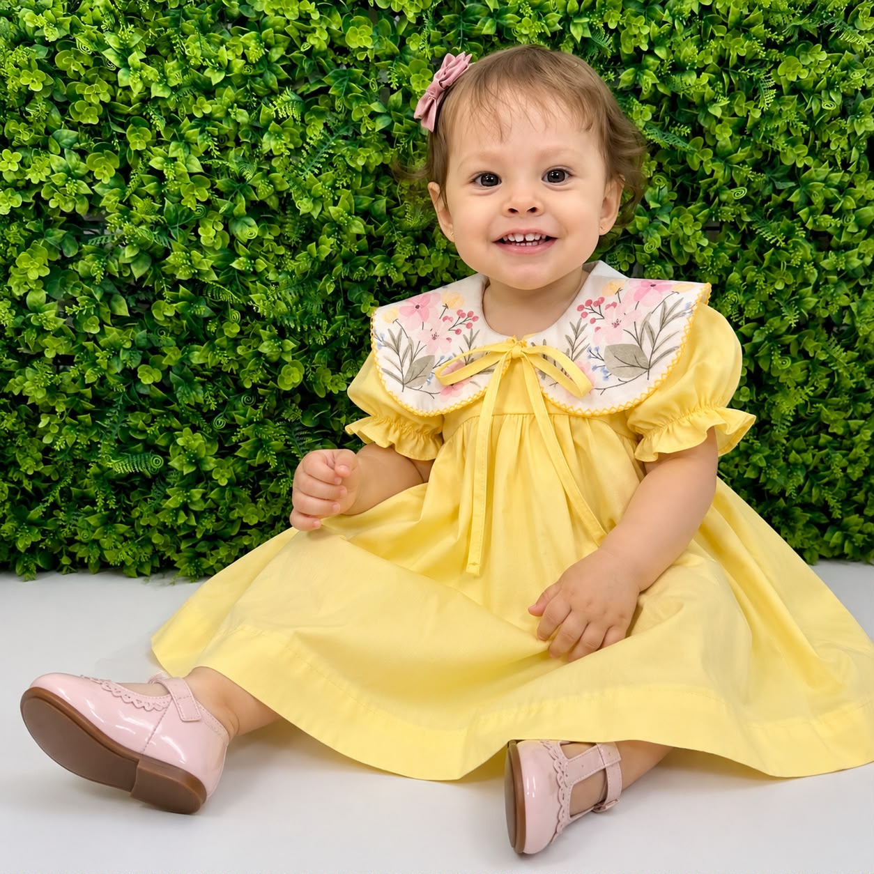 Vestido Luna Amarelo Golinha Floral