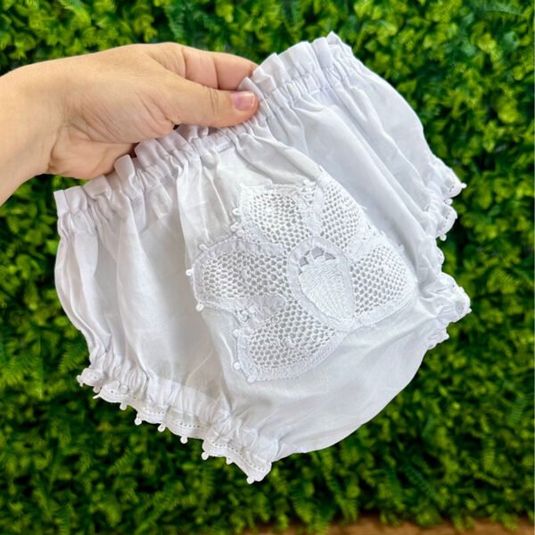 Calcinha Cambraia Bordado Manual Branco — imagem 1