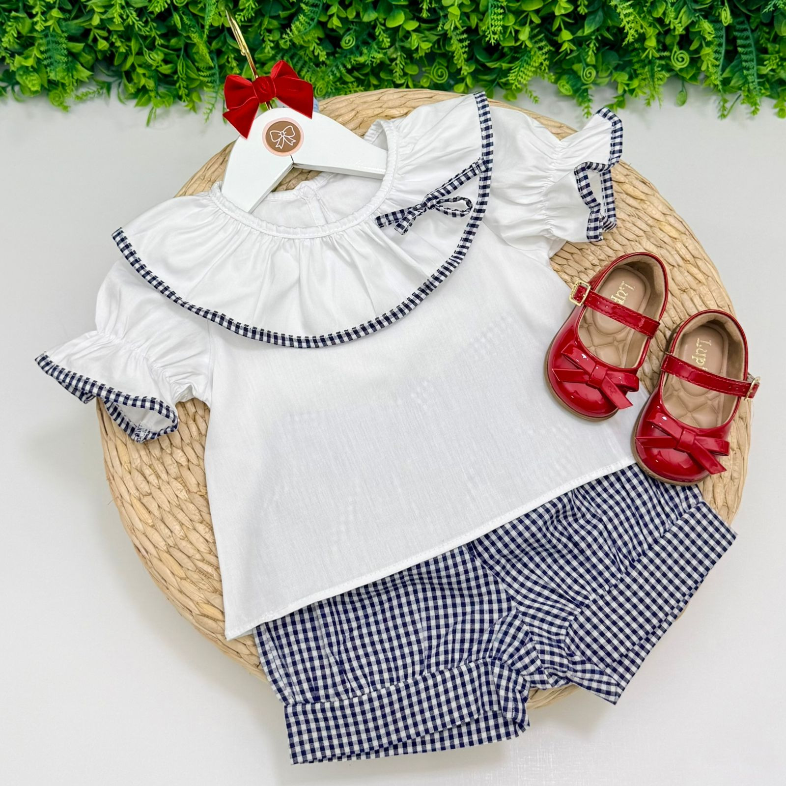 Conjunto Luiza Xadrez Azul Marinho