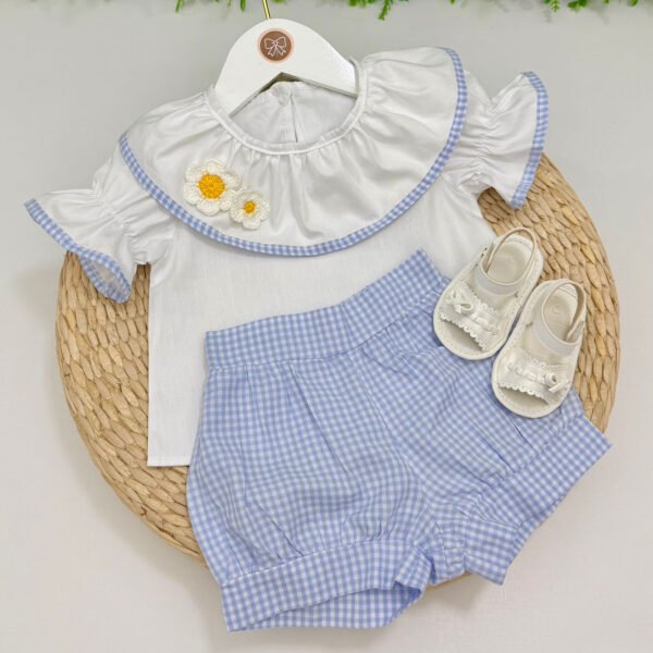 Conjunto Luiza Xadrez Azul Florzinhas — imagem 1