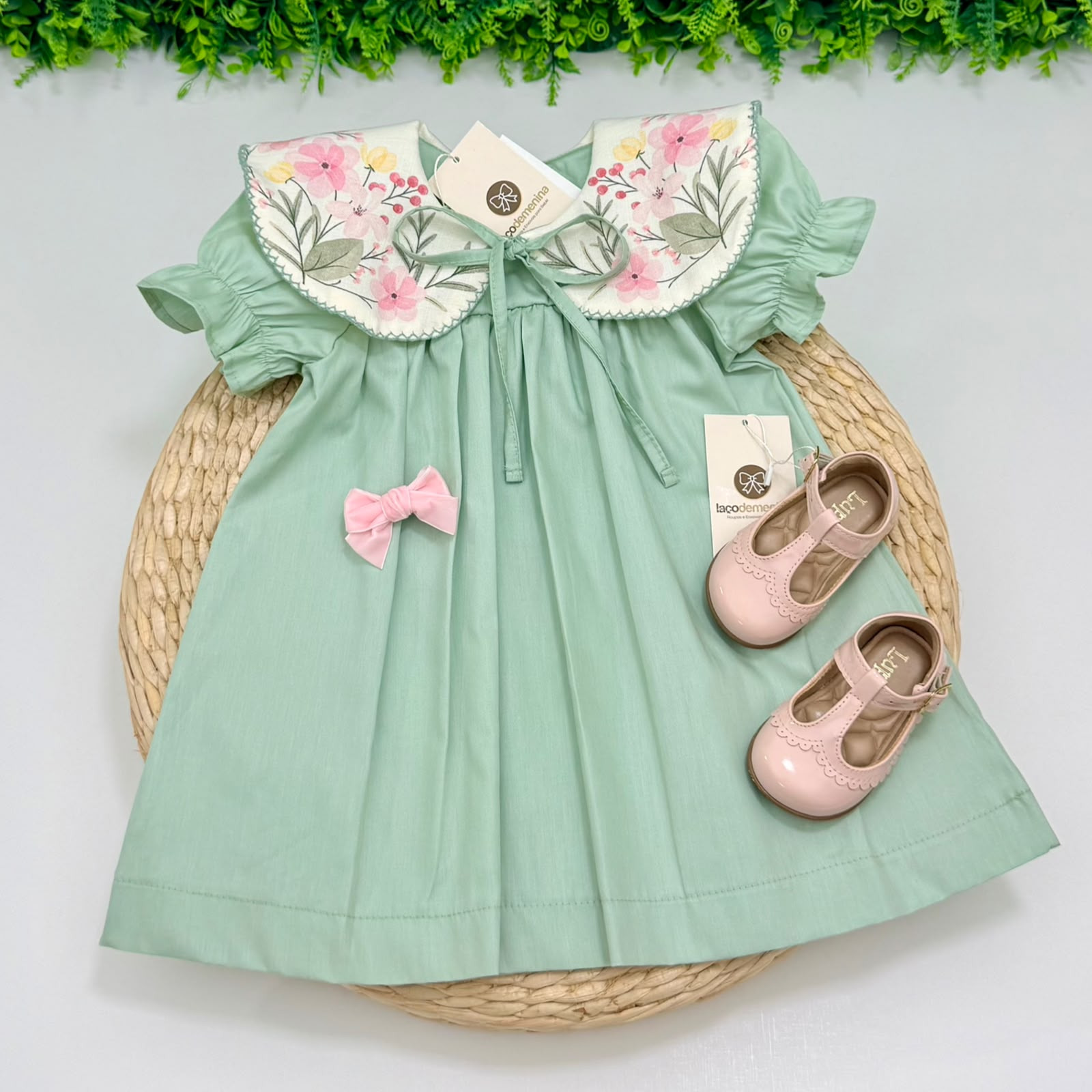 Vestido Luna Verde Golinha Floral - Imagem 2