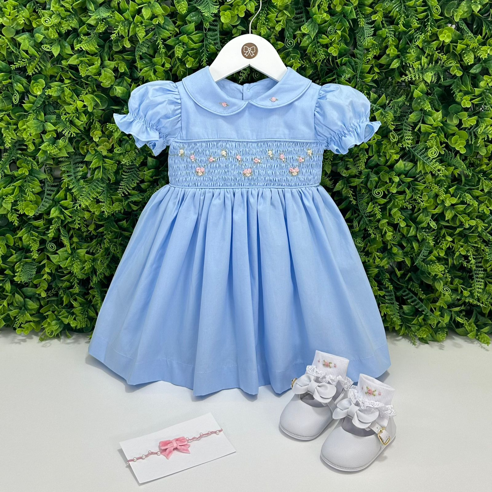 Vestido Festa Azul Bordado Rococó