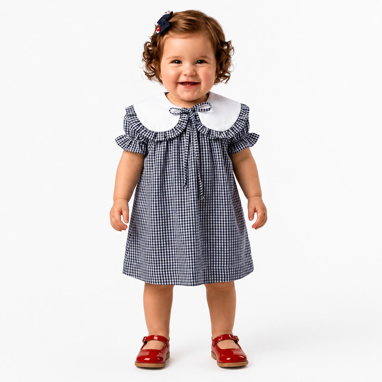 Vestido Carol Xadrez Azul Marinho