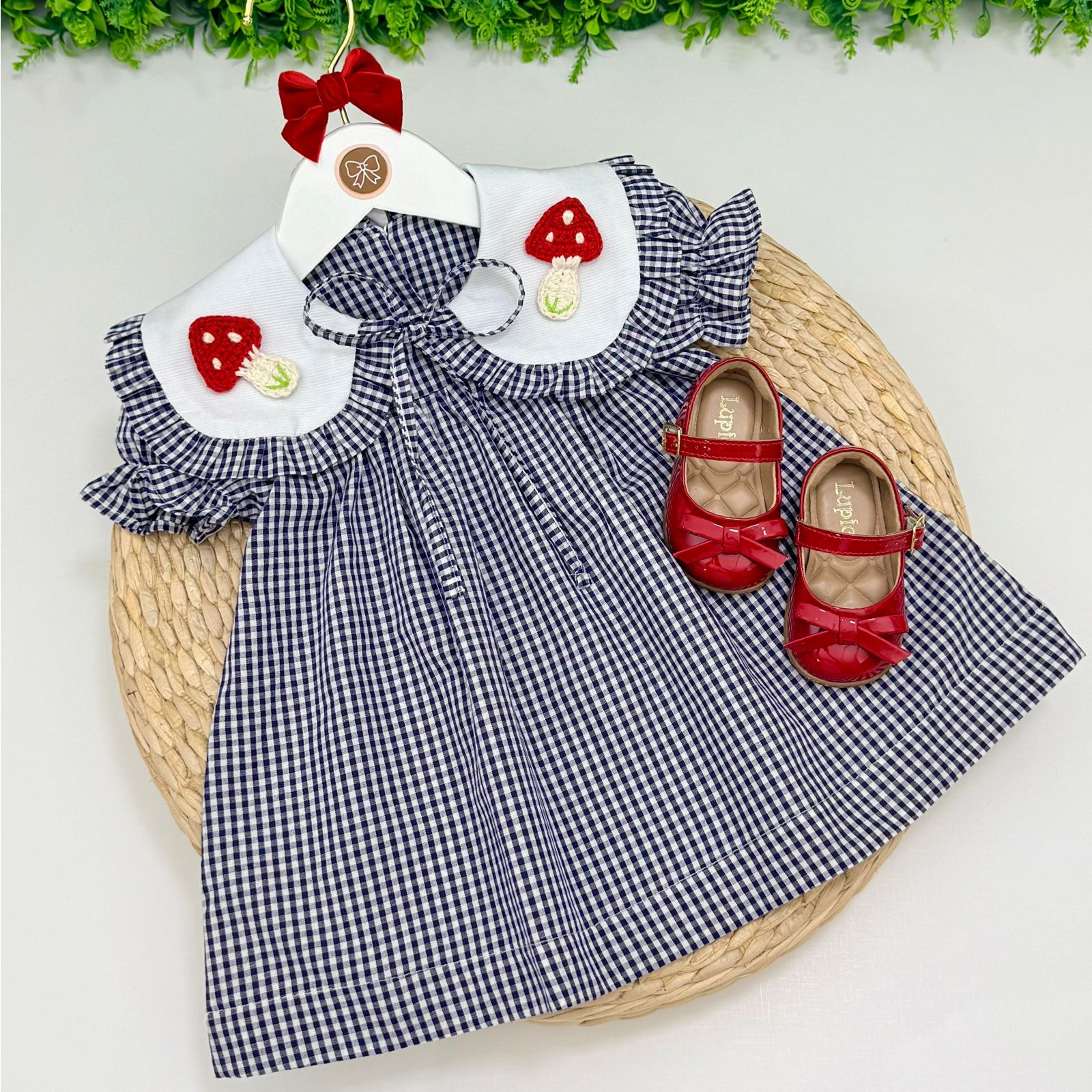 Vestido Carol Xadrez Azul Marinho