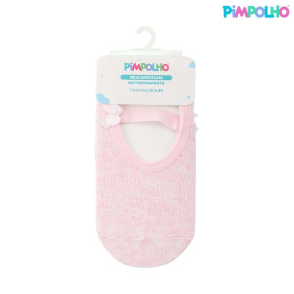 Meia Sapatilha Pimpolho® Antiderrapante Rosa Claro — imagem 3