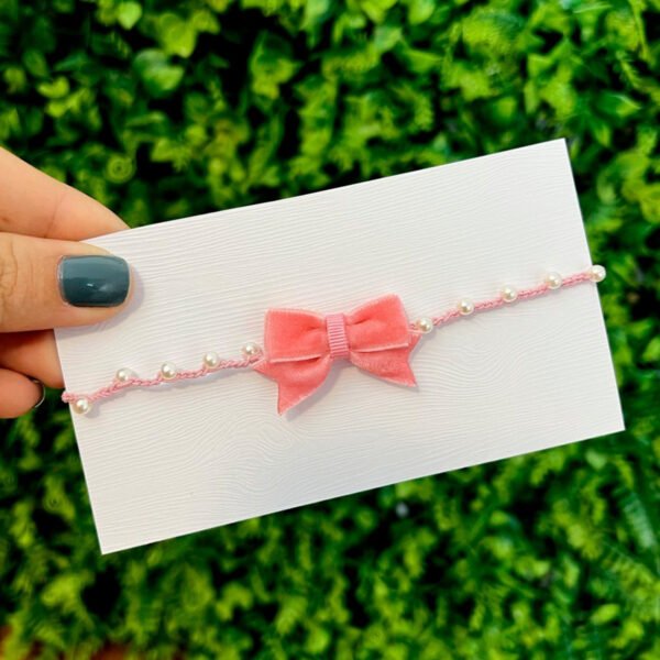Tiara Lacinho Veludo Rosa — imagem 1