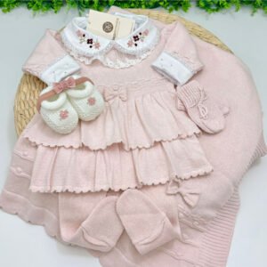 Saída Maternidade Melinda Rosa Body Bordado - Encomenda