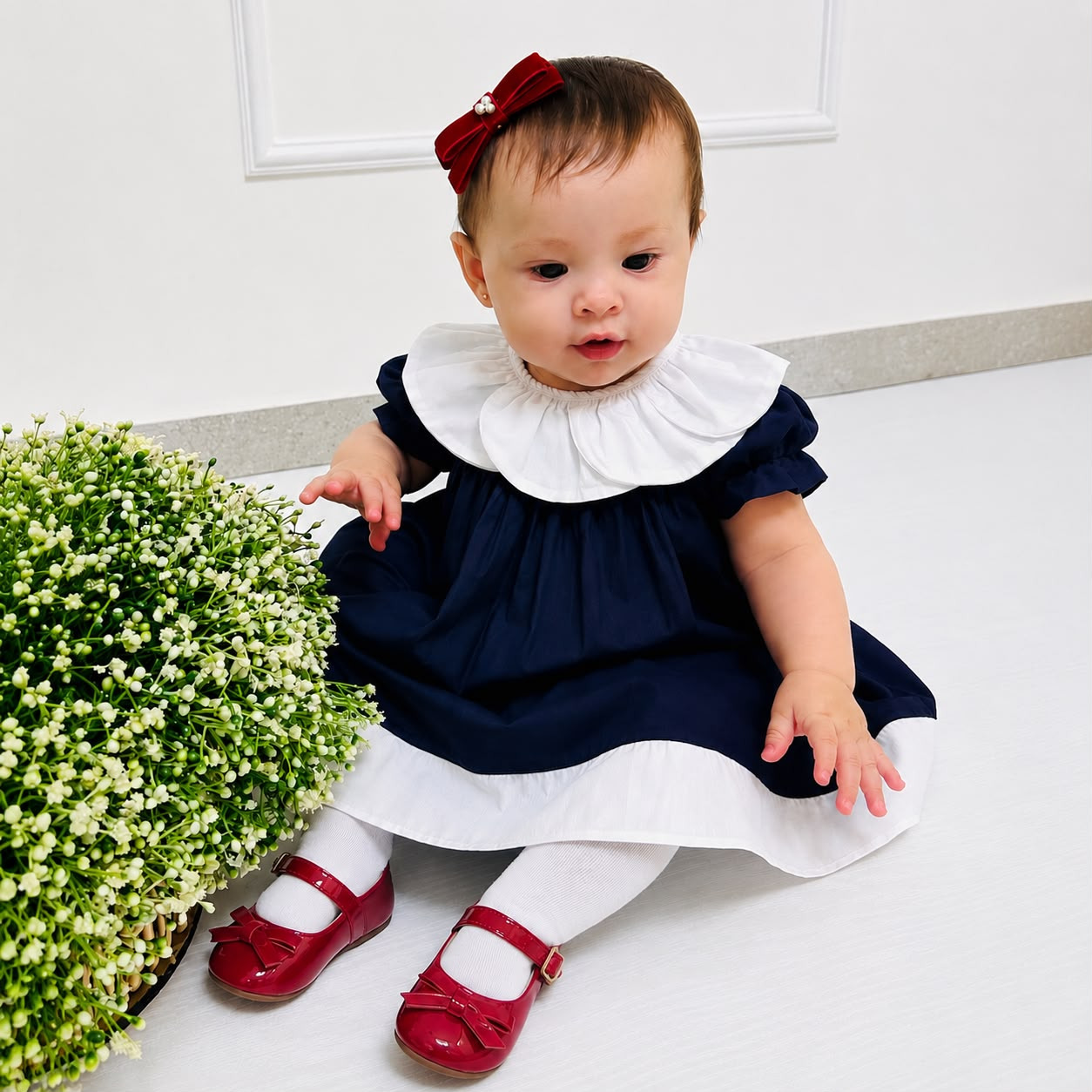 Vestido Flora Azul Marinho