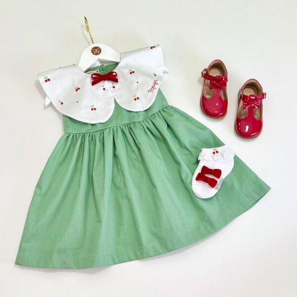 Vestido Helena Gola Bordada Cerejinha - Encomenda — imagem 1