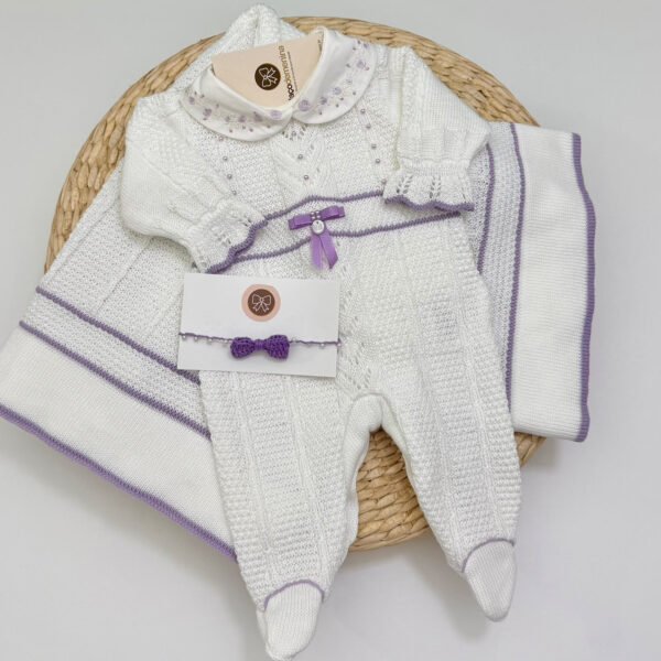 Saída Maternidade Isabele Off-White e Lavanda — imagem 2