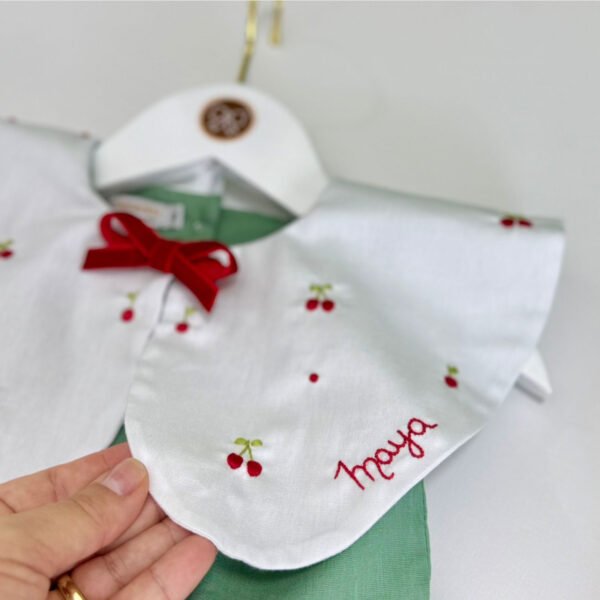 Vestido Helena Gola Bordada Cerejinha - Encomenda — imagem 3