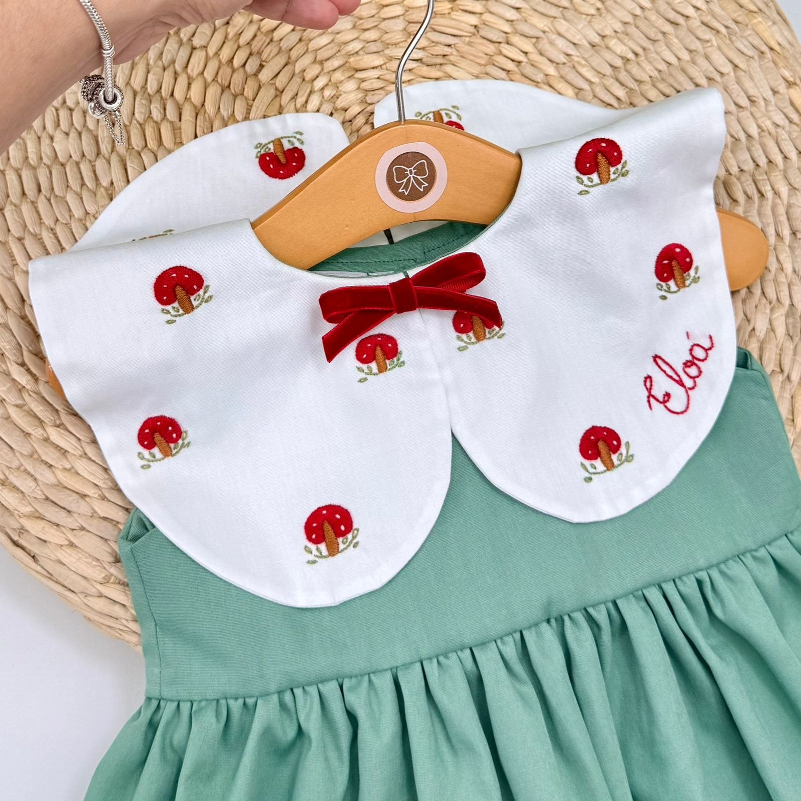 Vestido Helena Gola Bordada Cogumelos - Encomenda - Imagem 3