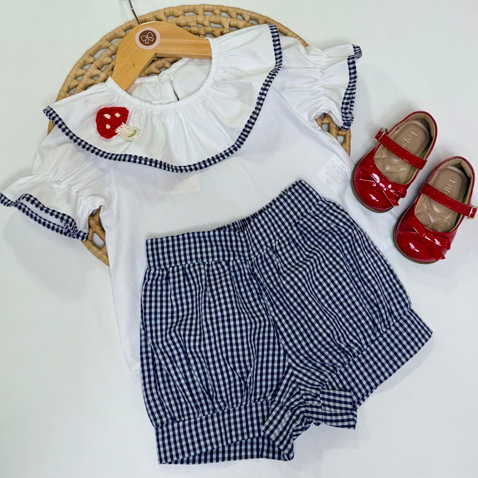 Conjunto Luiza Xadrez Azul Marinho