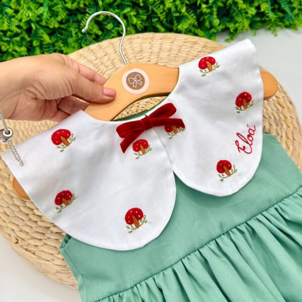 Vestido Helena Gola Bordada Cogumelos - Encomenda — imagem 2